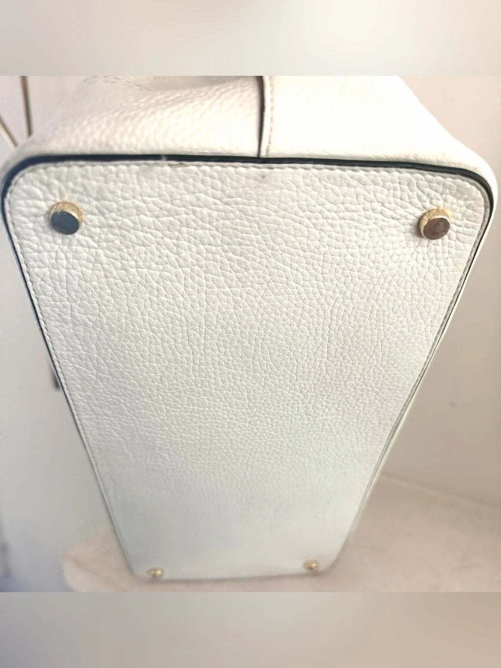 KATE SPADE New York White Pebbled Leather Tassel Tote Bag